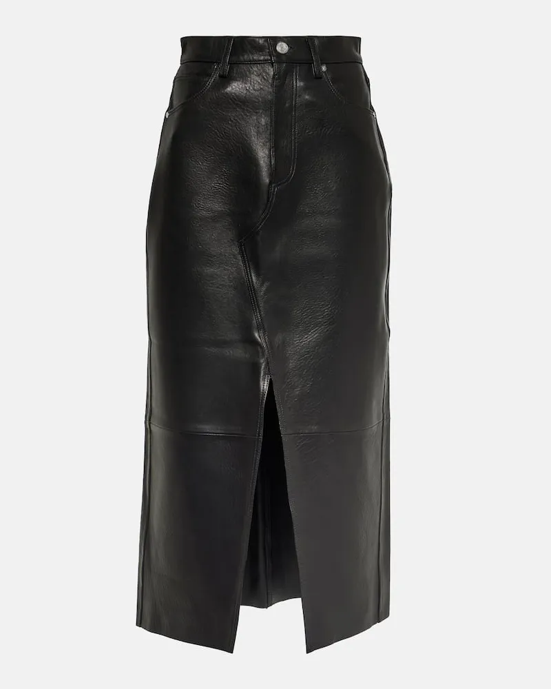 Frame Denim High-Rise-Midirock The Midaxi aus Leder Schwarz
