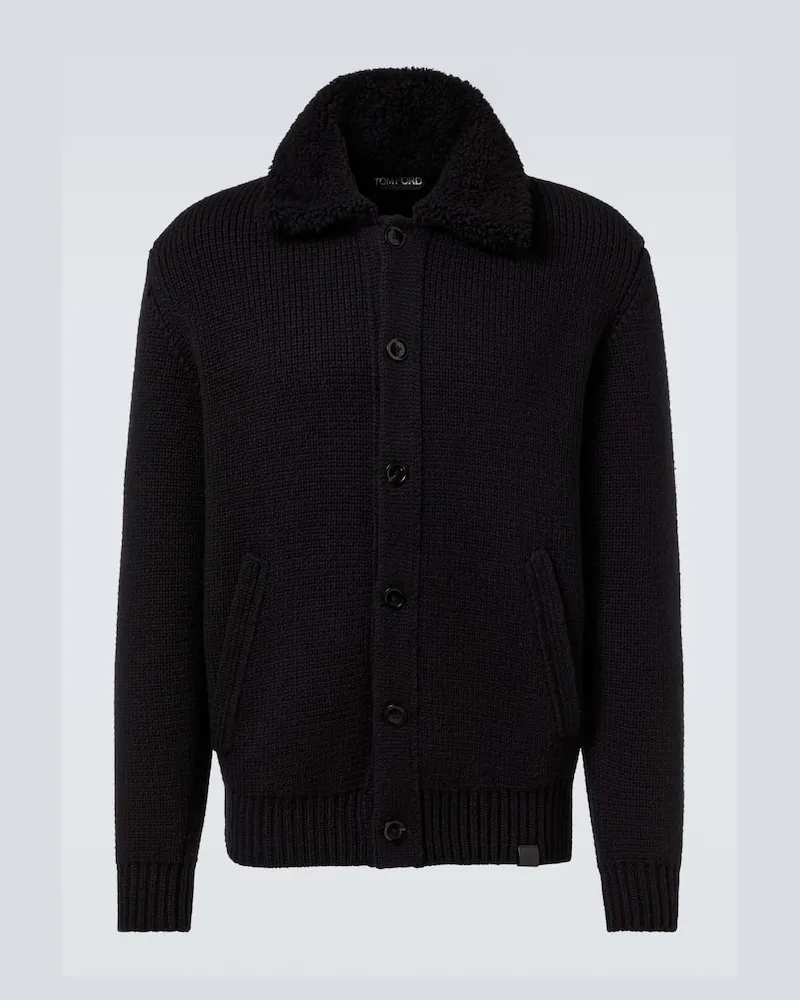 Tom Ford Cardigan aus Kaschmir mit Shearling Schwarz