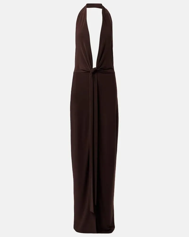 Norma Kamali Maxikleid aus Jersey Braun