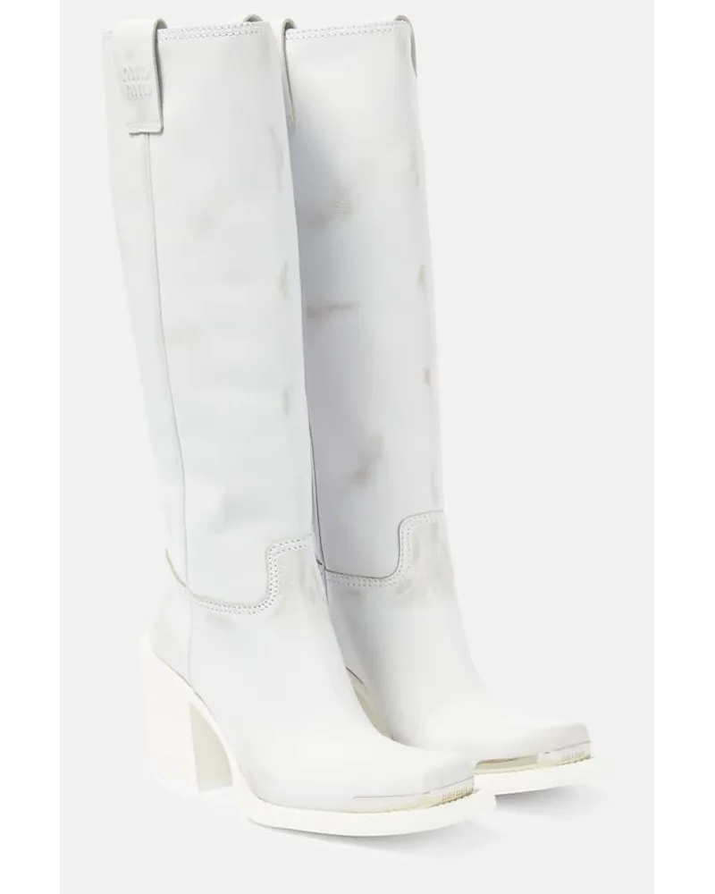 Miu Miu Stiefel aus Leder Weiss