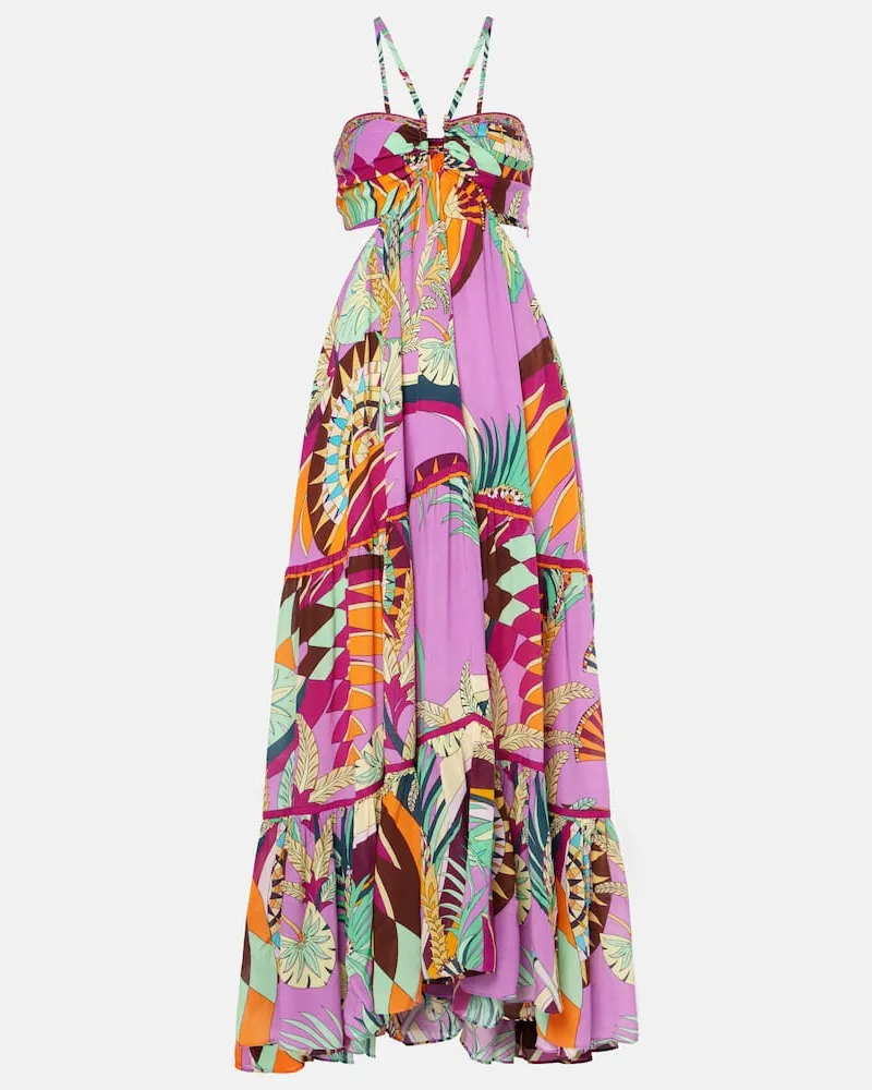 Camilla Bedrucktes Maxikleid aus Seide Multicolor