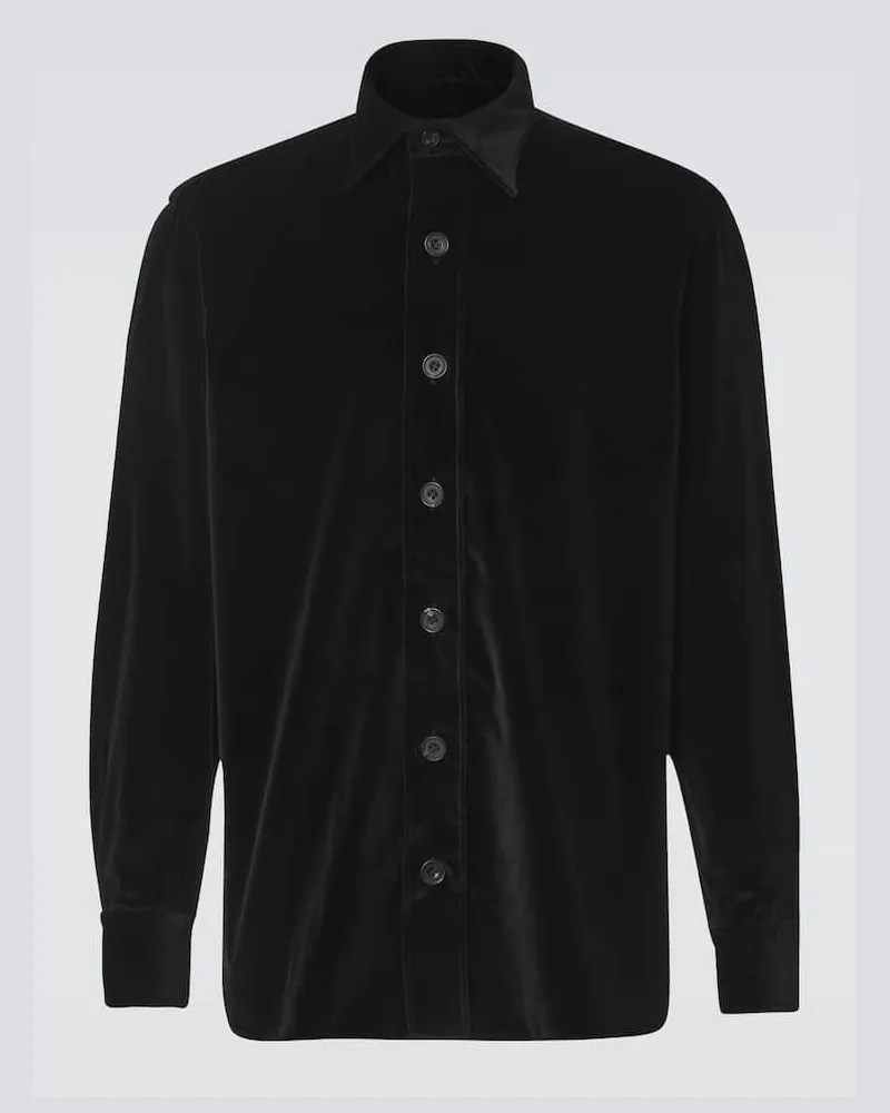 Rubinacci Hemdjacke aus Baumwollsamt Schwarz