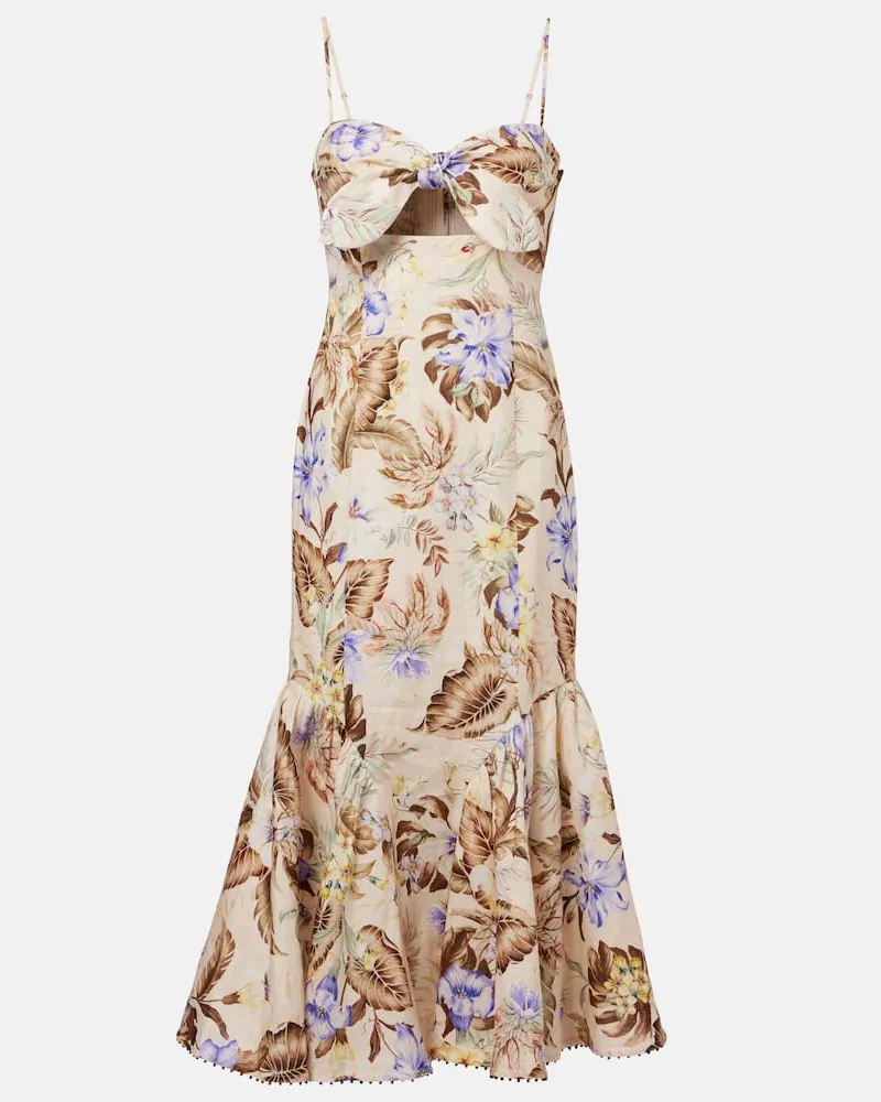 Zimmermann Midikleid Coco aus Leinen Multicolor
