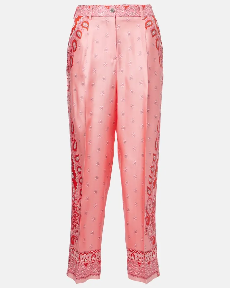 Etro Gerade Hose aus Seide Pink