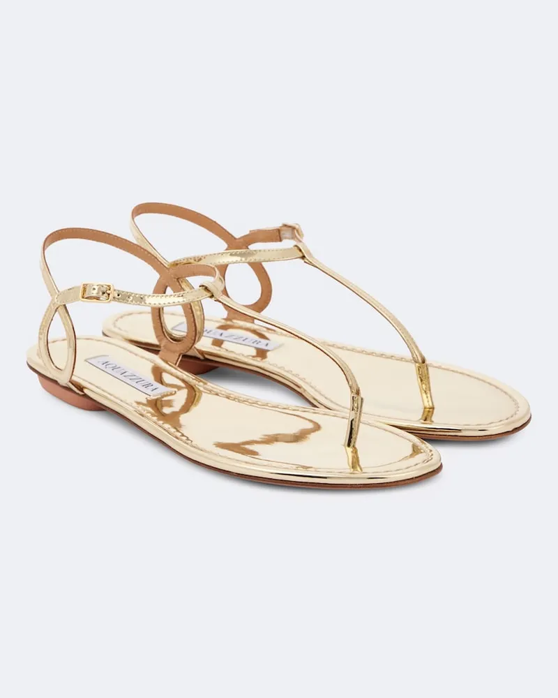 Aquazzura Sandalen Almost Bare aus Metallic-Lederimitat Gold