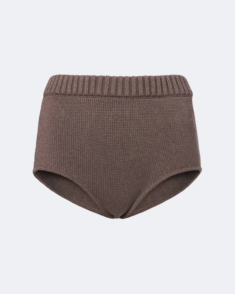 Magda Butrym Shorts aus Baumwoll-Rippstrick Braun