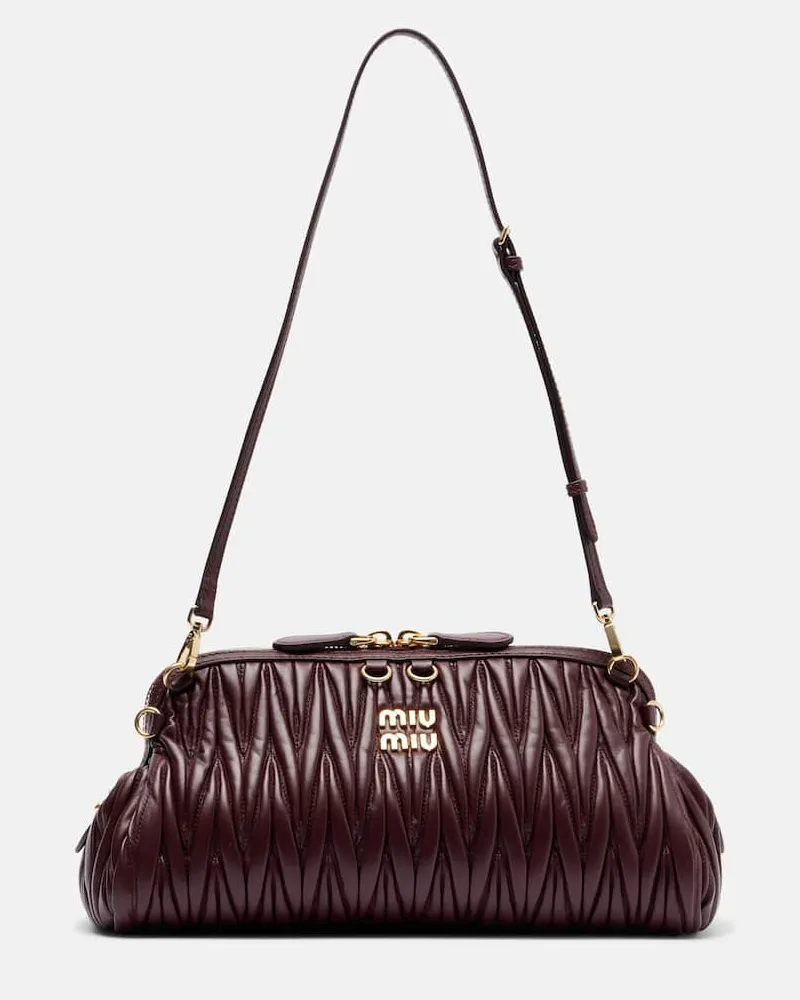 Miu Miu Clutch aus Matelassé-Leder Burgund
