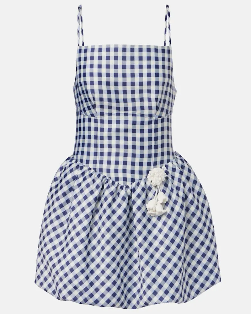 Self-Portrait Minikleid aus Taft Blau