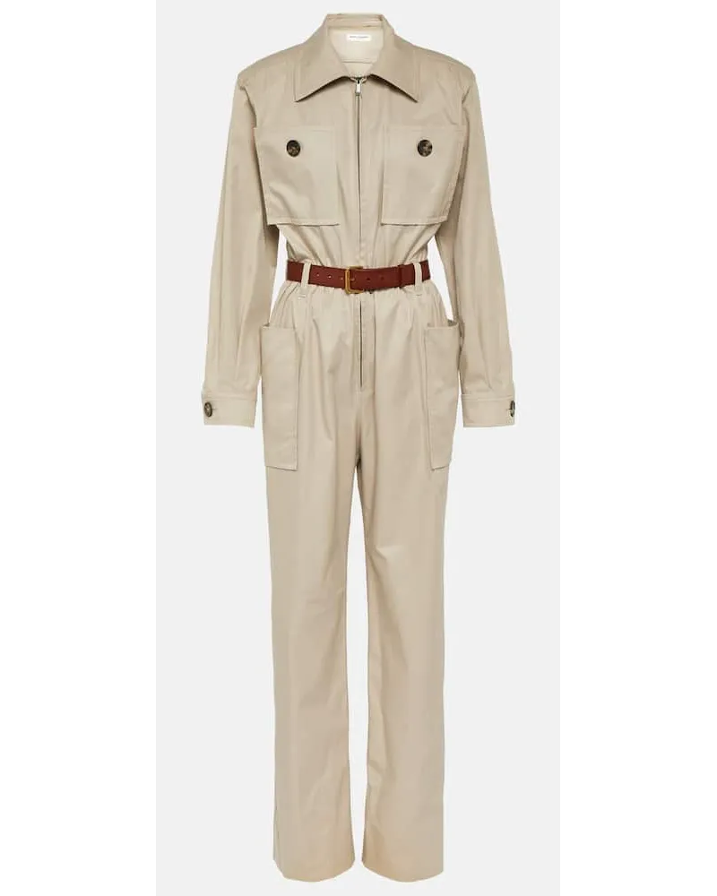 Saint Laurent Jumpsuit aus Baumwoll-Twill Beige