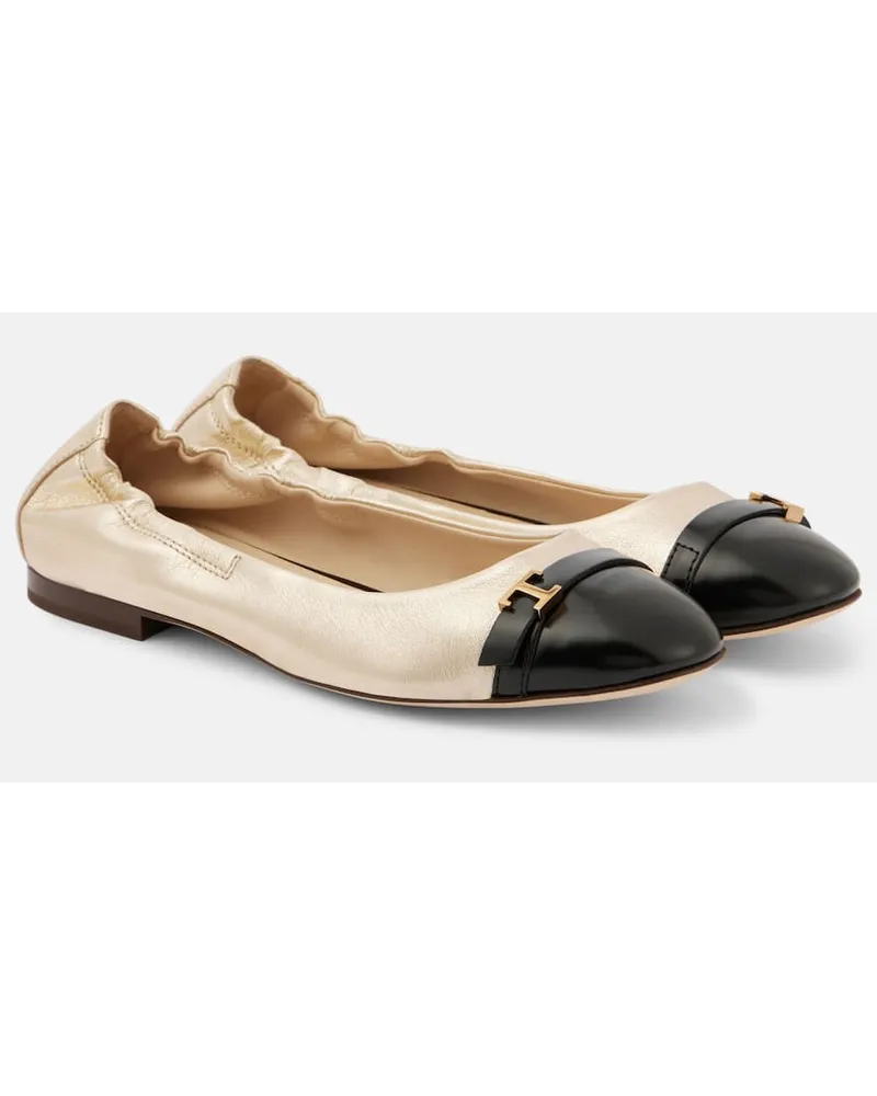 TOD'S Ballerinas aus Metallic-Leder Gold