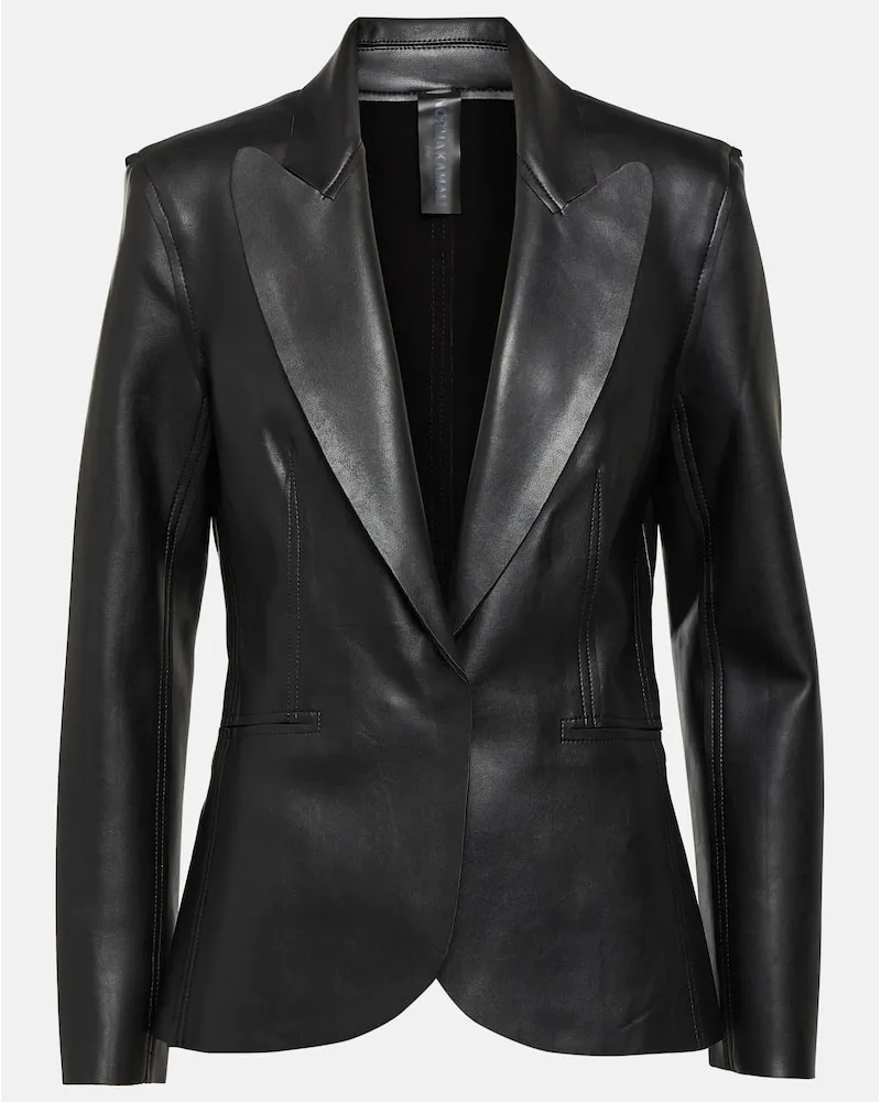 Norma Kamali Blazer aus Lederimitat Schwarz