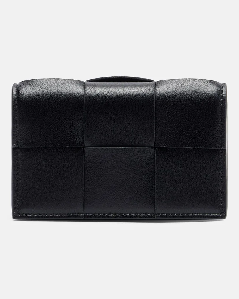 Bottega Veneta Kartenetui Cassette aus Leder Schwarz