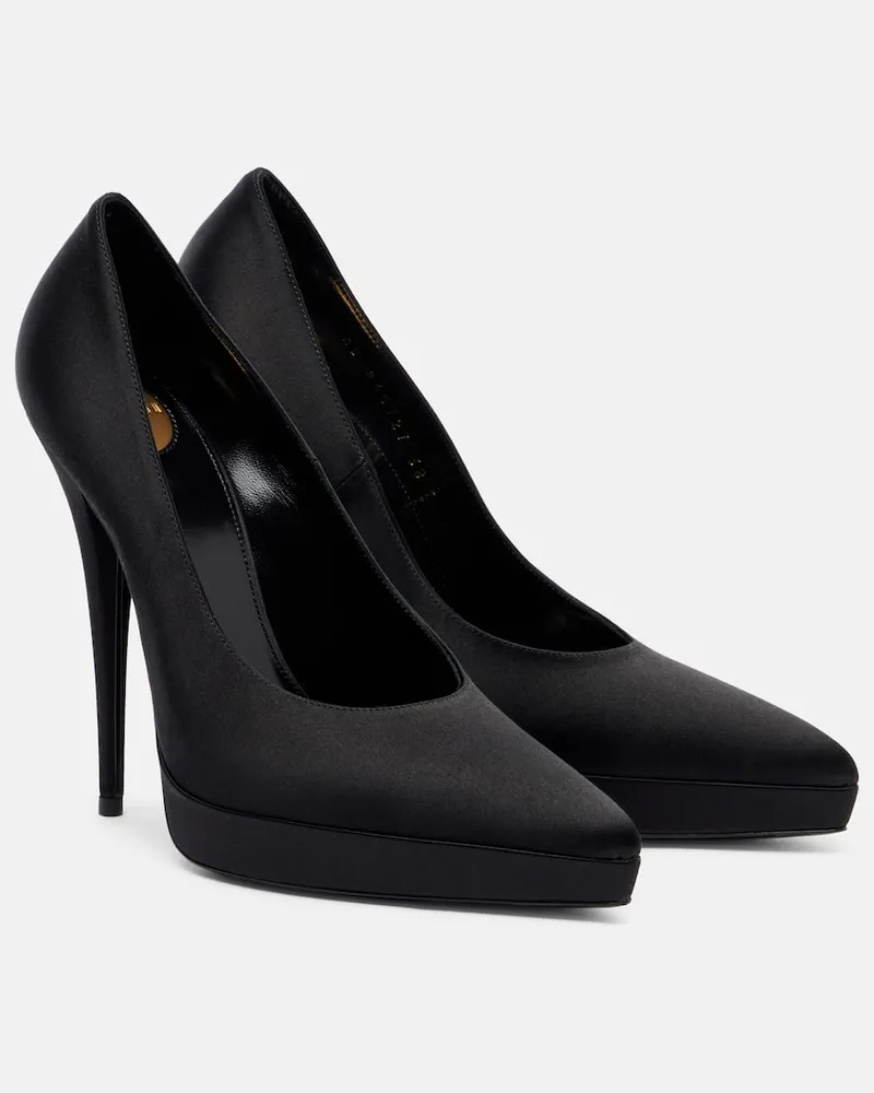 Saint Laurent Plateau-Pumps Lisa 110 aus Satin Schwarz