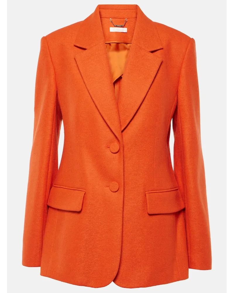 Chloé Chloe Gefilzter Blazer aus Wolle und Kaschmir Orange