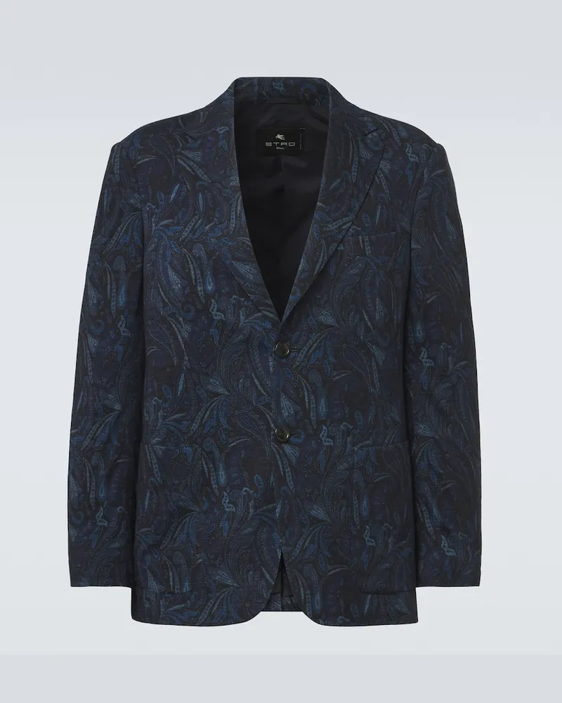 Etro Blazer mit Paisley-Muster aus Jacquard-Strick Blau
