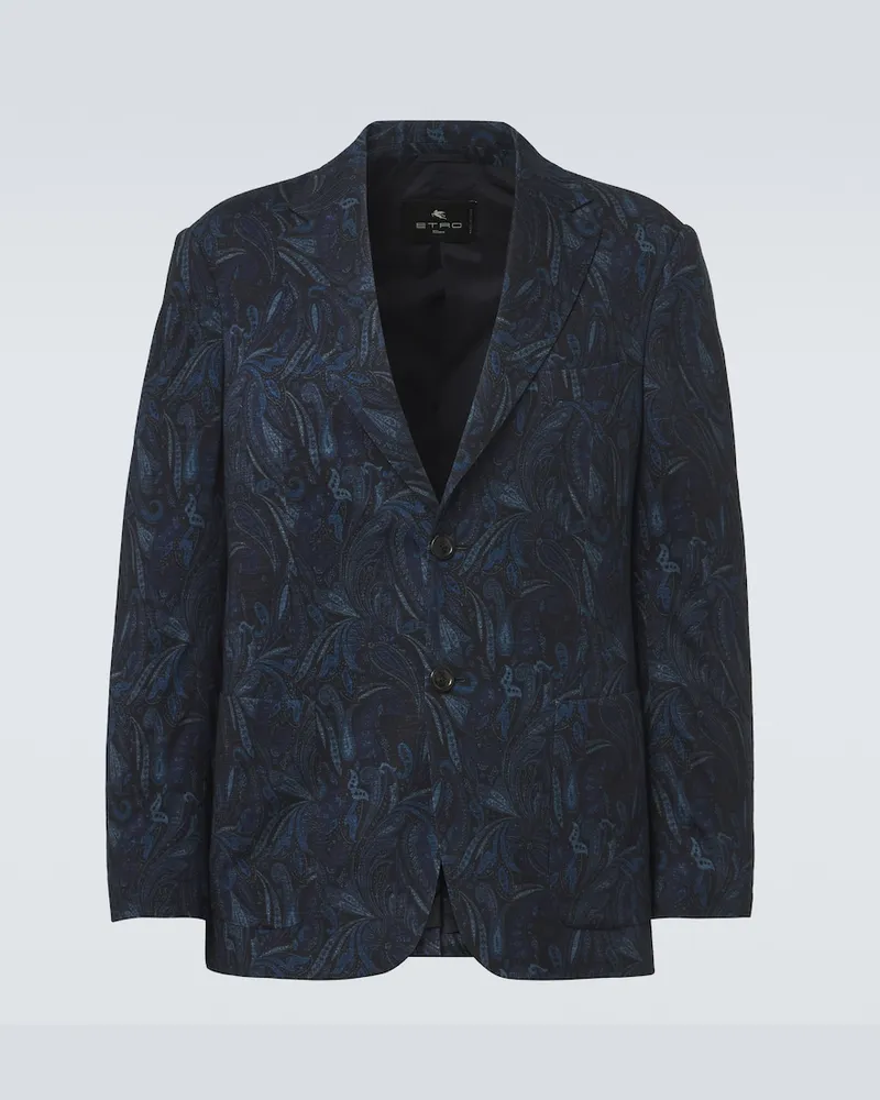 Etro Blazer mit Paisley-Muster aus Jacquard-Strick Blau