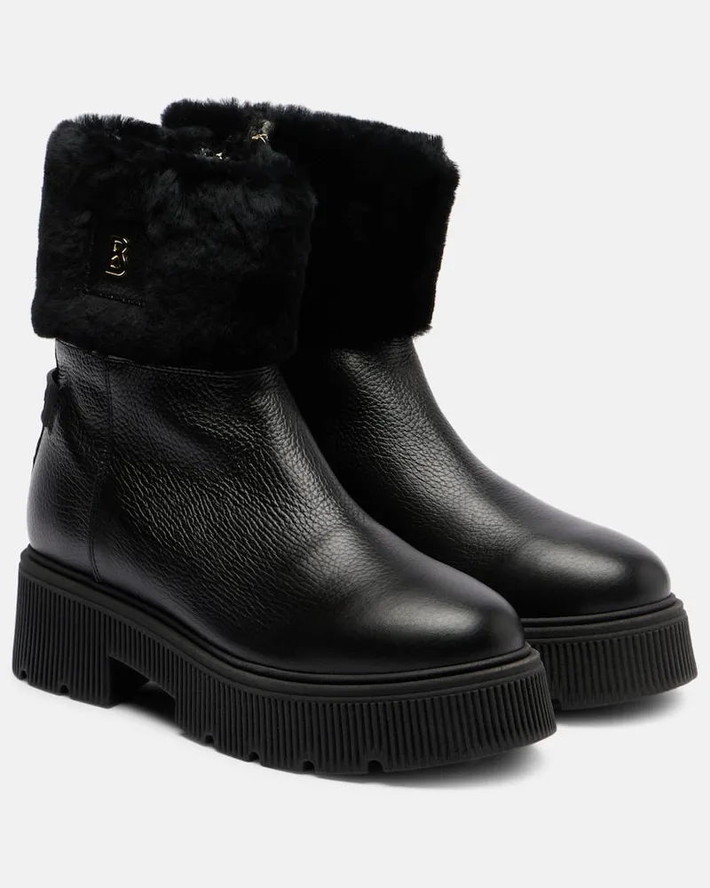 Bogner Ankle Boots Turin aus Leder mit Shearling Schwarz