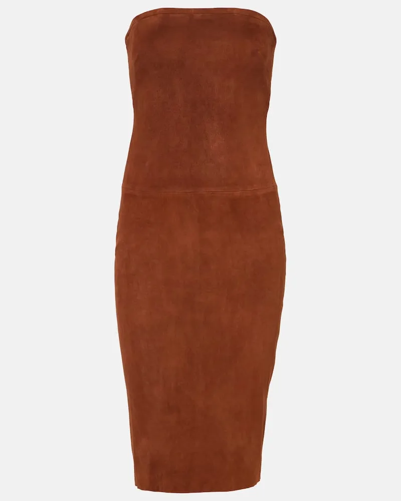 Stouls Midikleid Monica aus Veloursleder Rot