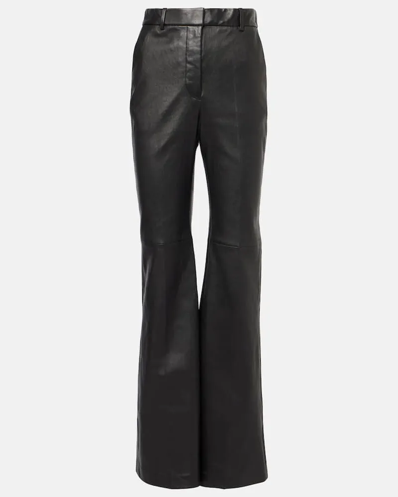Joseph Mid-Rise-Schlaghose Tafira aus Leder Schwarz
