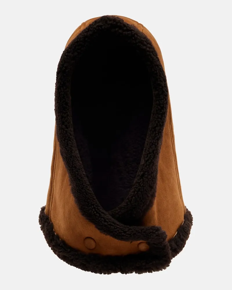 Yves Salomon Kapuze aus Veloursleder mit Shearling Braun
