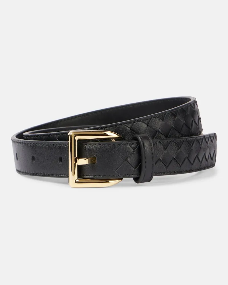 Bottega Veneta Gürtel Intrecciato aus Leder Schwarz