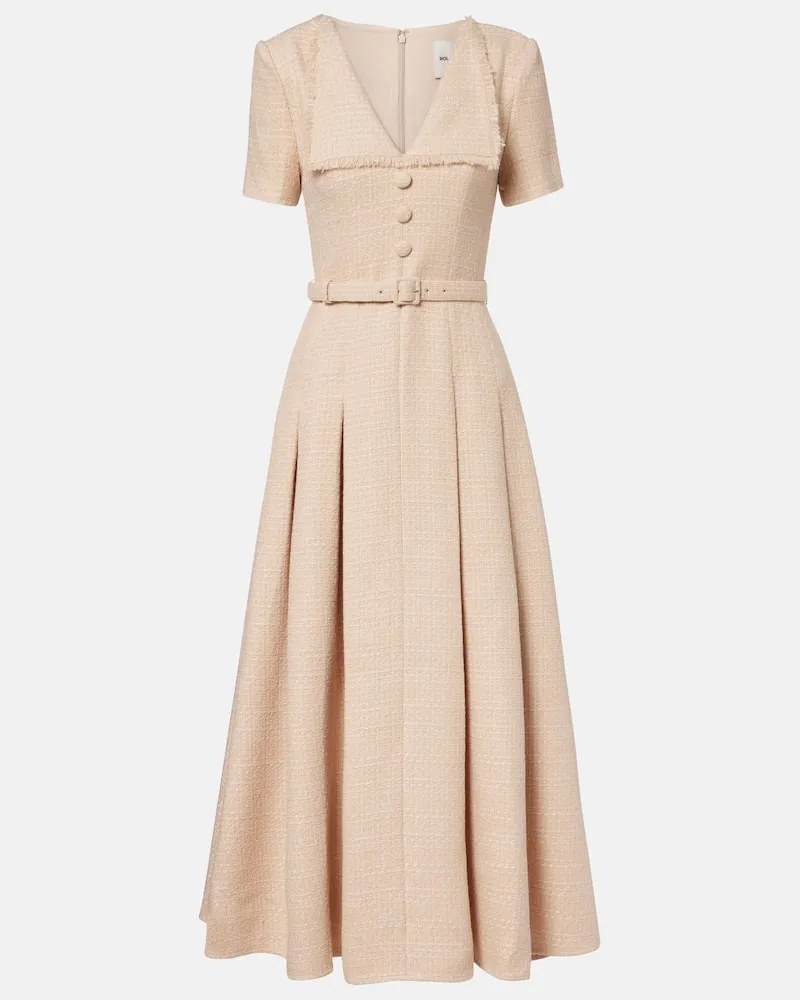 Roland Mouret Maxikleid aus Bouclé Beige