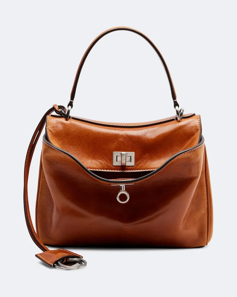 Balenciaga Henkeltasche Rodeo Mini aus Leder Braun
