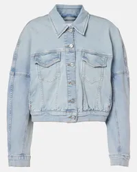 Ganni Cropped-Jeansjacke Blau