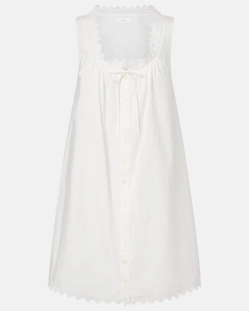 Frame Denim Hemdblusenkleid aus Baumwollpopeline Weiß