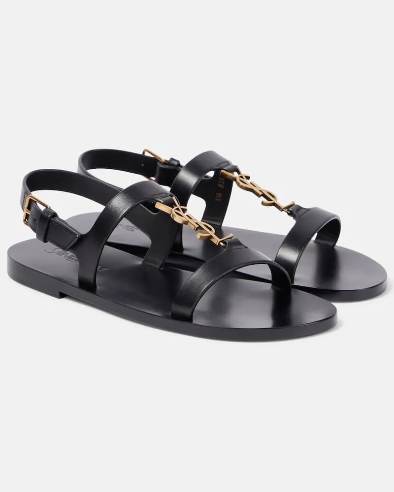 Saint Laurent Sandalen Cassandra aus Leder Schwarz