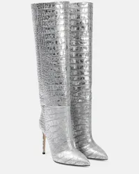 Paris Texas Stiefel aus Metallic-Leder Silber