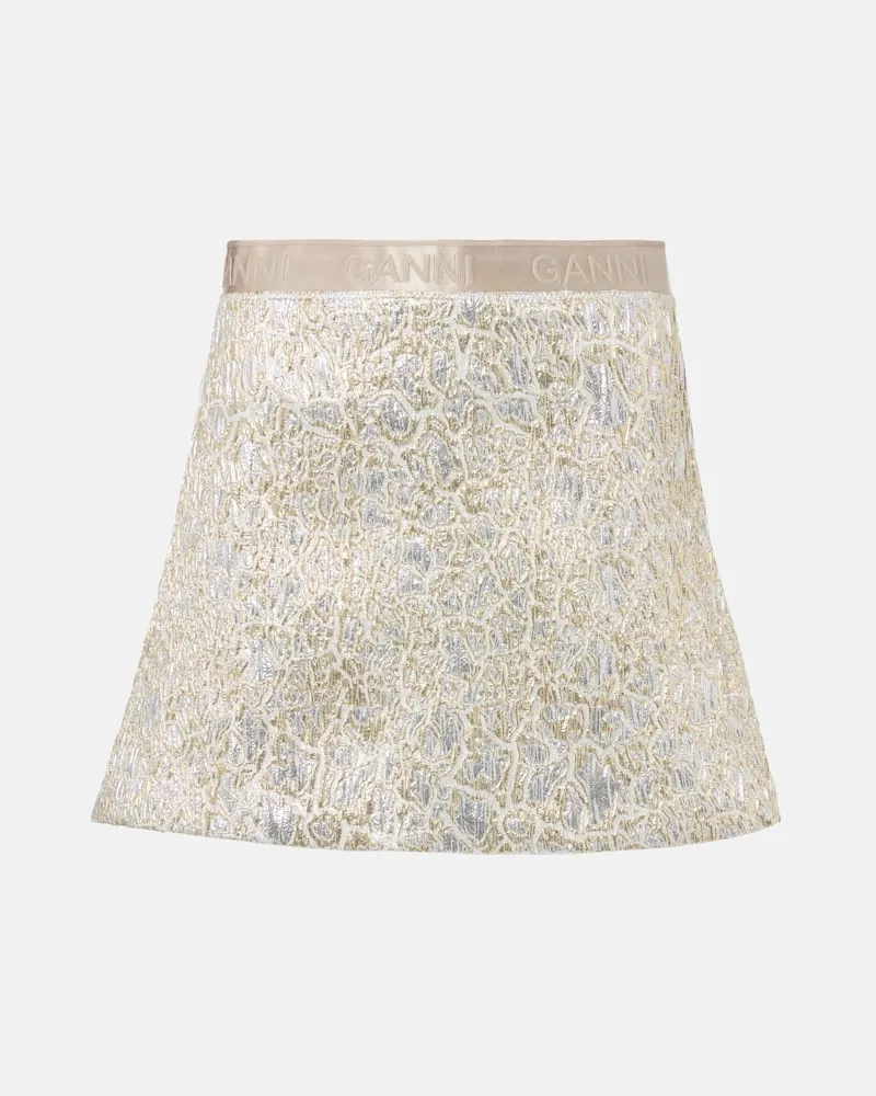 Ganni Minirock aus Brokat Metallic