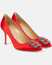 Manolo Blahnik Verzierte Pumps Hangisi 90 aus Satin Rot