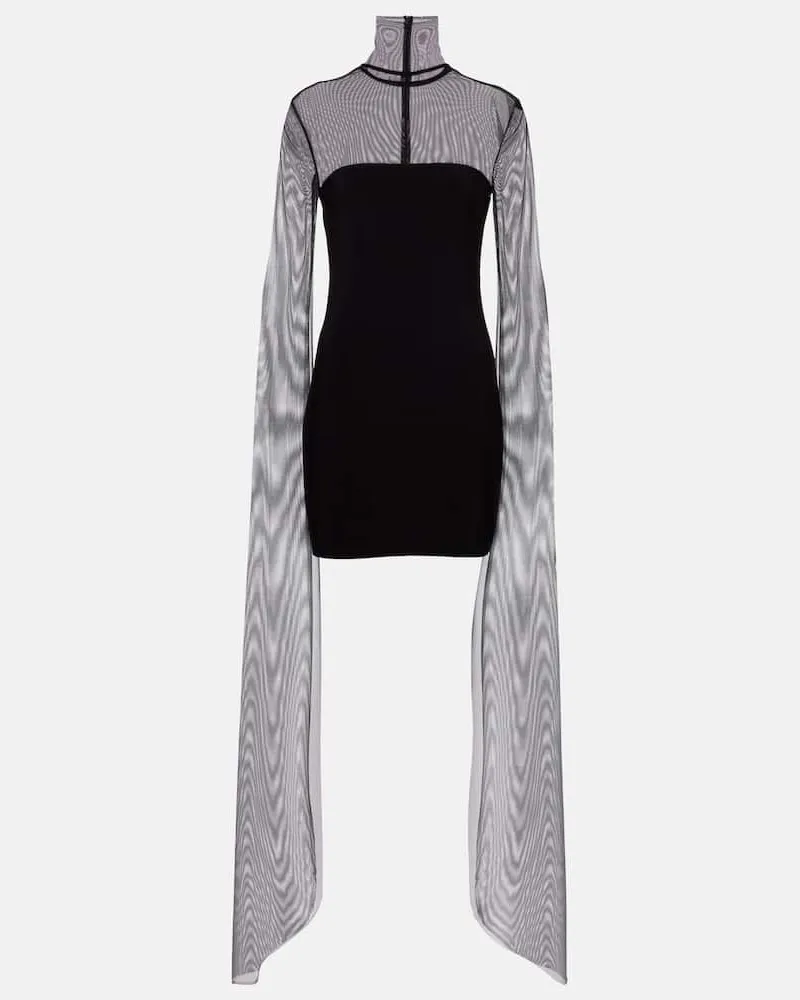 Norma Kamali Minikleid aus Jersey und Mesh Schwarz