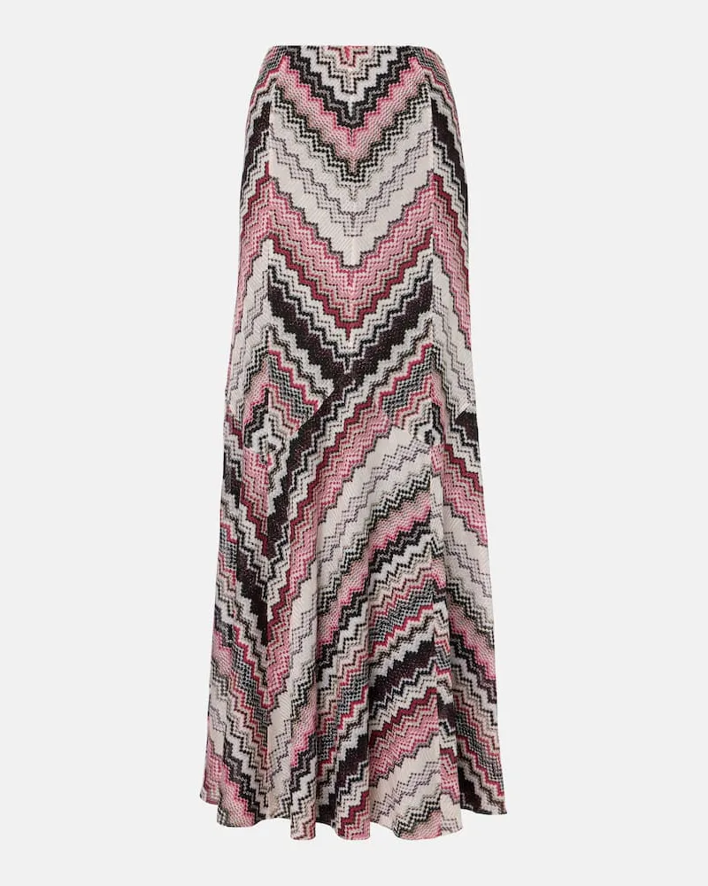 Missoni Maxirock aus Häkelstrick Rosa
