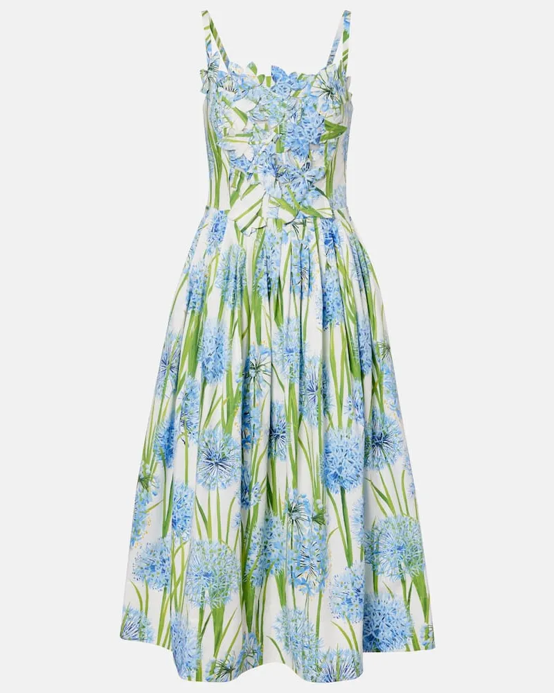 Oscar de la Renta Midikleid Allium aus einem Baumwollgemisch Multicolor