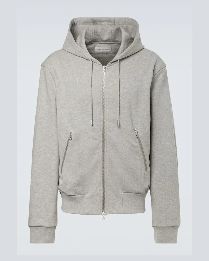 Dries van Noten Kapuzenjacke aus Baumwolle Grau