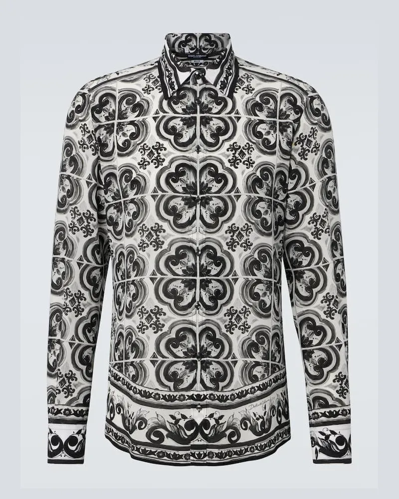Dolce & Gabbana Hemd Martini Majolica aus Seiden-Twill Schwarz