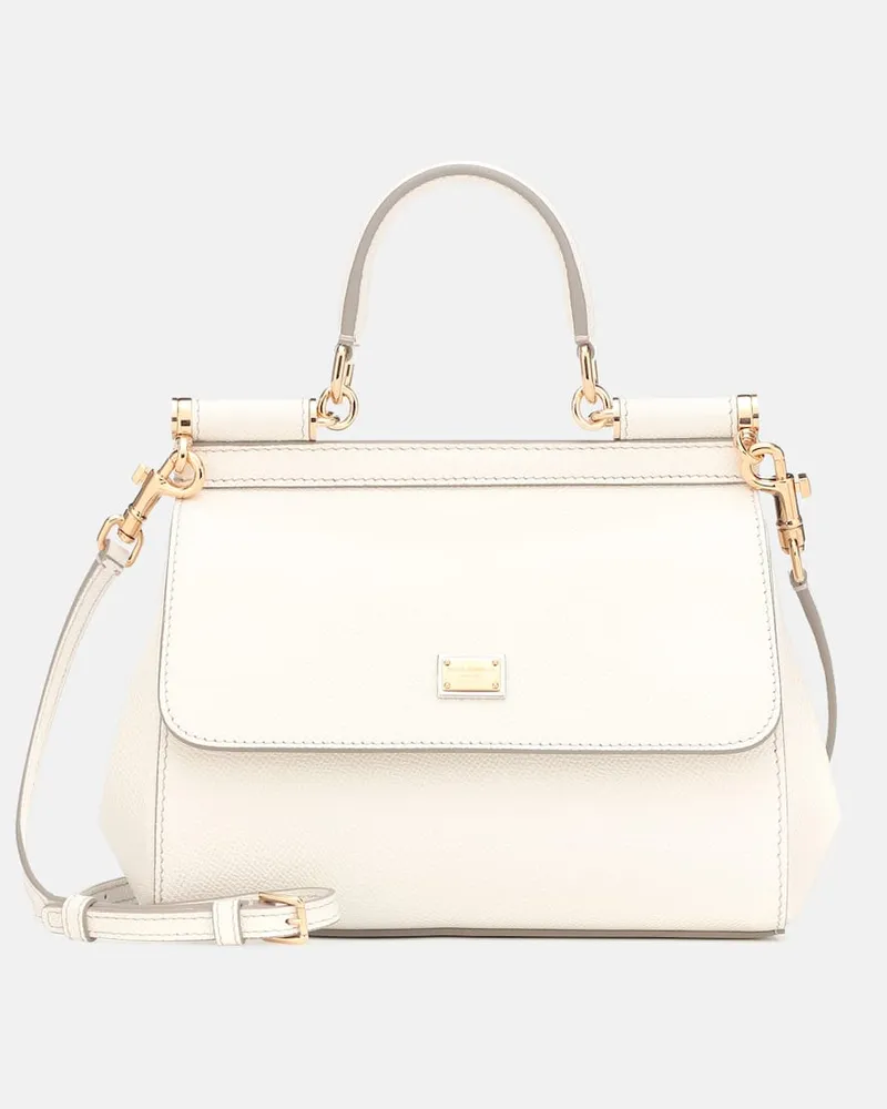 Dolce & Gabbana Tote Sicily Small aus Leder Weiß