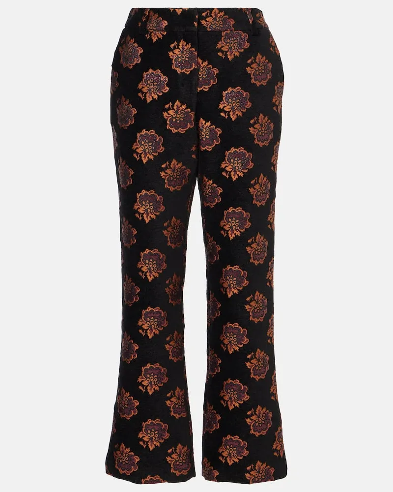 La DoubleJ Gerade Hose Rosette aus Jacquard Schwarz
