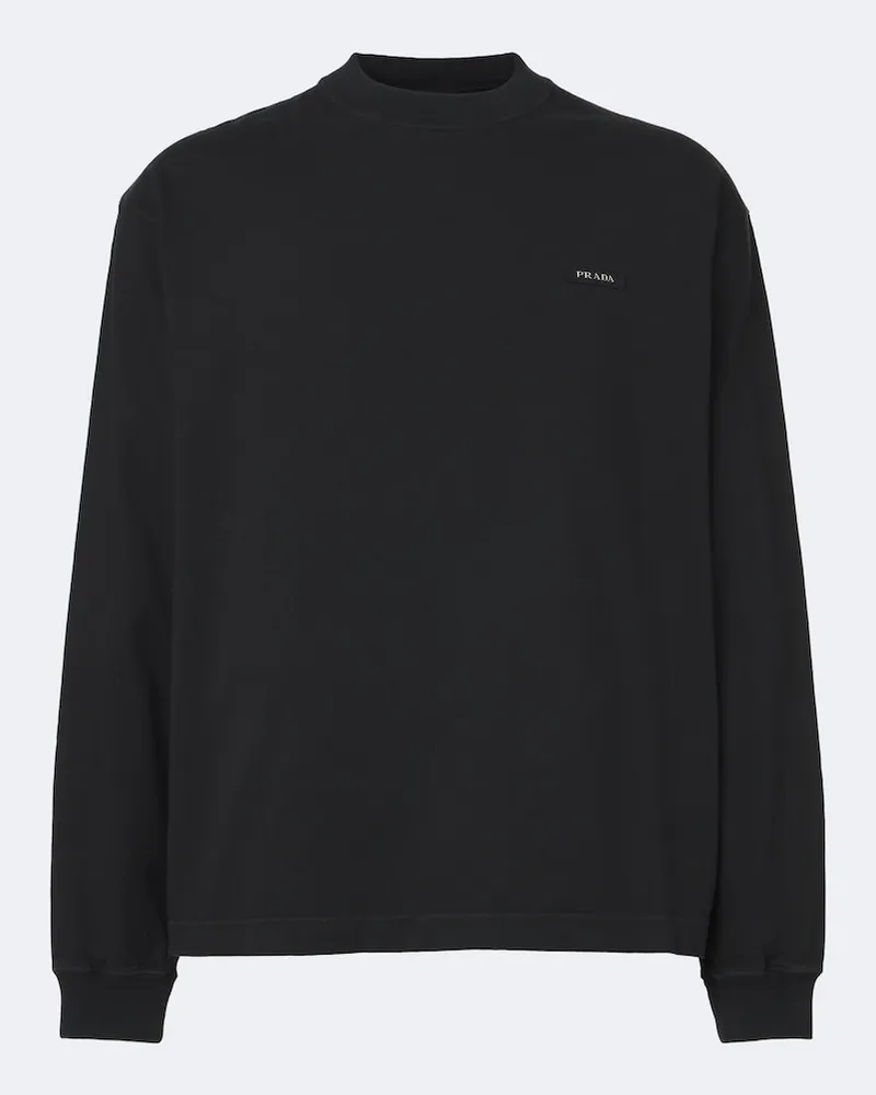 Prada Sweatshirt aus Baumwoll-Jersey Schwarz