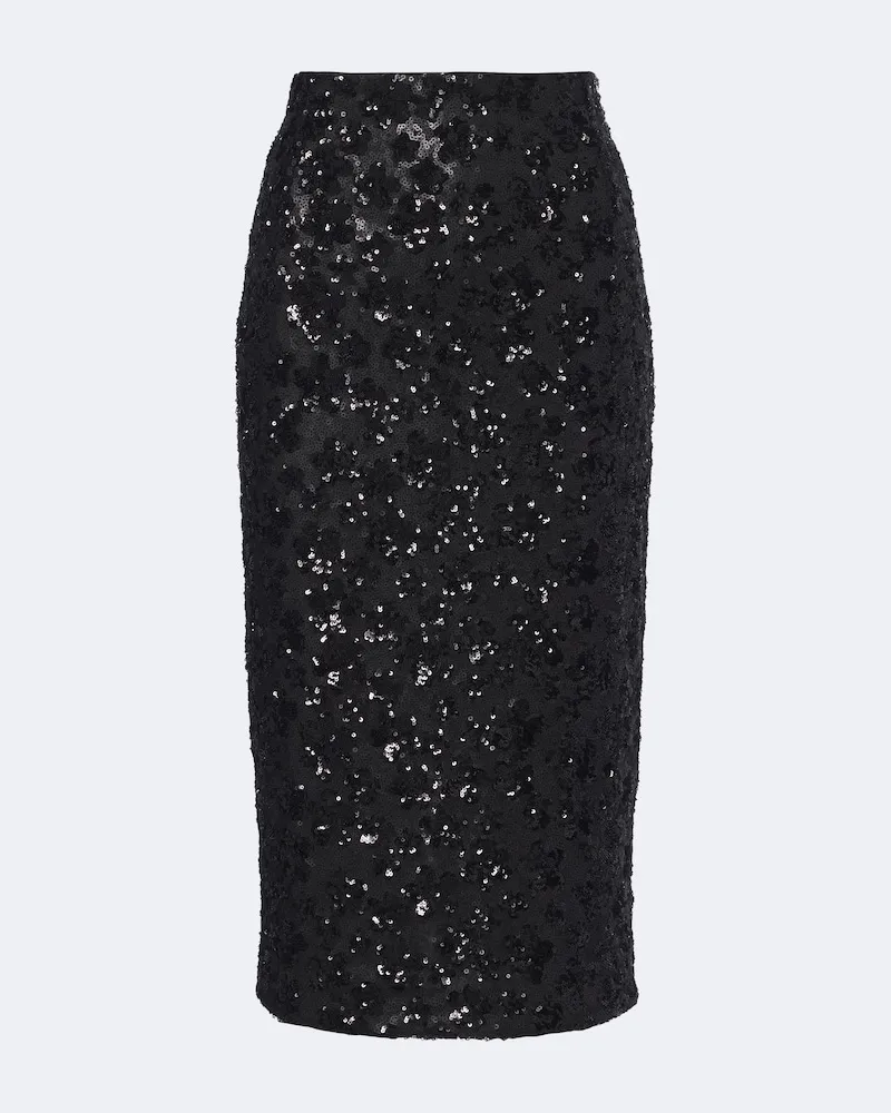 Max Mara Bleistiftrock mit Pailletten Schwarz