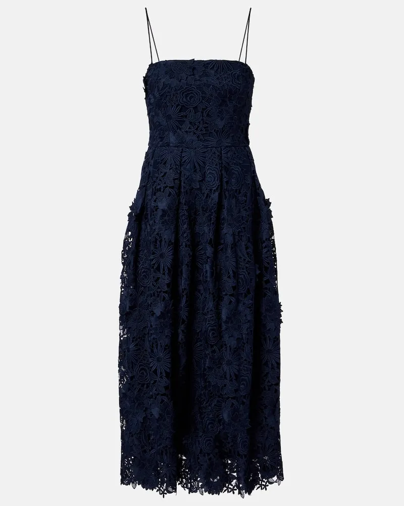 ROTATE Birger Christensen Midikleid aus Spitze Blau