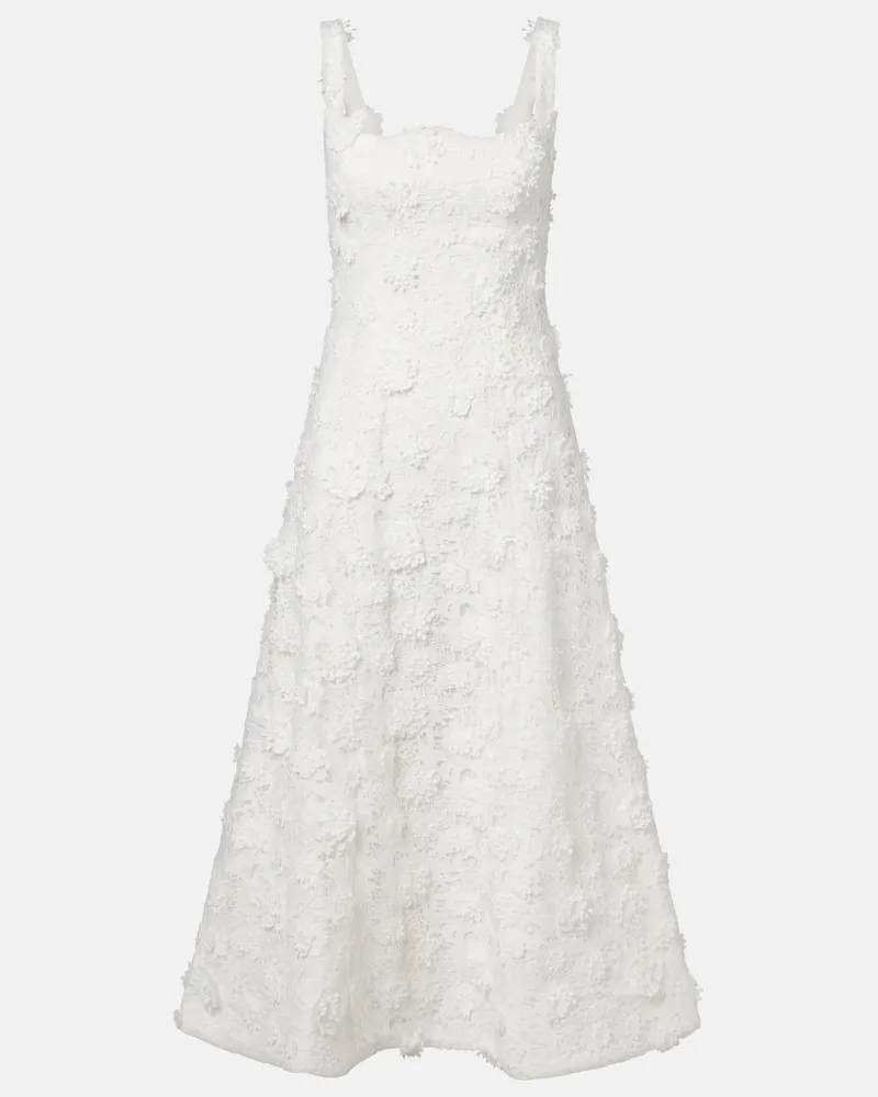 LEO LIN Midikleid aus Guipure-Spitze Weiß