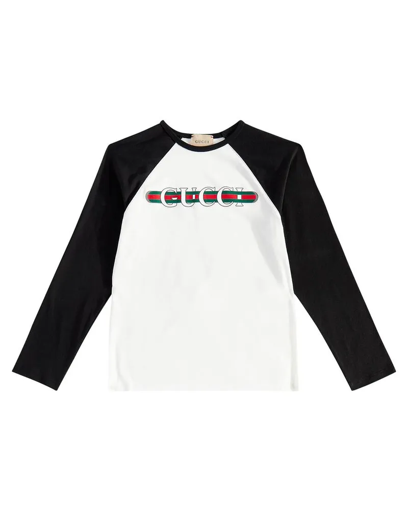 Gucci Bedrucktes Longsleeve aus Baumwolle Weiß