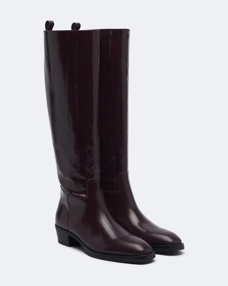 Jimmy Choo Kniehohe Stiefel Mave aus Leder Burgunderrot
