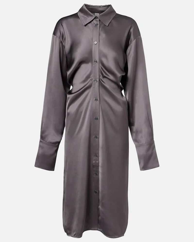 Totême Hemdblusenkleid aus Satin Grau