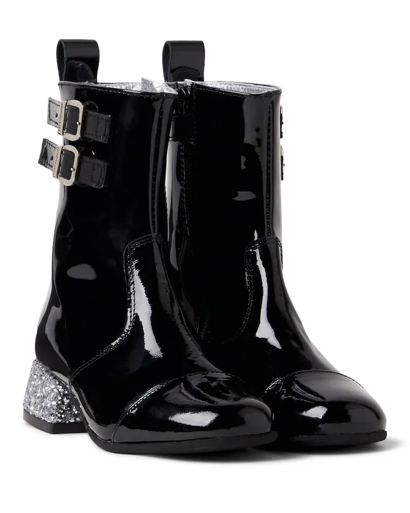Monnalisa Stiefel aus Lackleder mit Glitter Schwarz