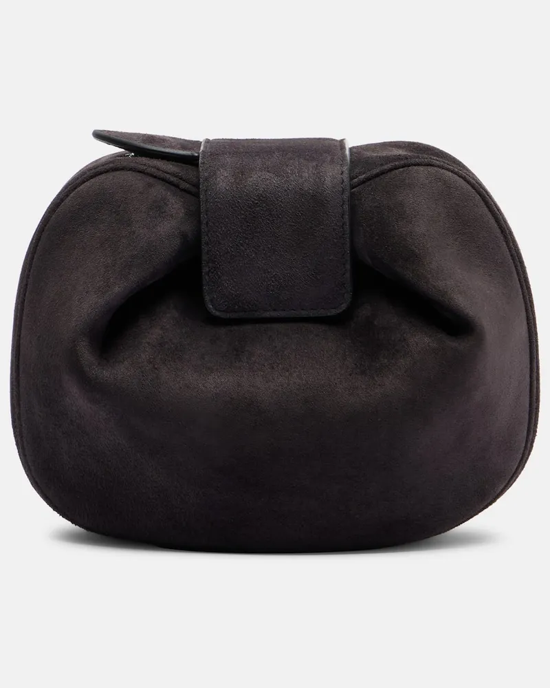 Gabriela Hearst Clutch Demi aus Veloursleder Grau