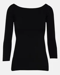 Veronica Beard Off-Shoulder-Pullover Derick aus Rippstrick Schwarz